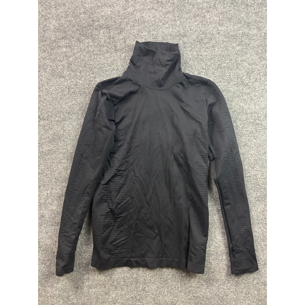 Athleta Flurry Blizzard Rib Turtleneck Women Size Medium Black Long‎ Sleeve Top
